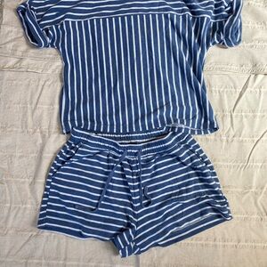 Banana Republic blue and White Striped Lounge Set